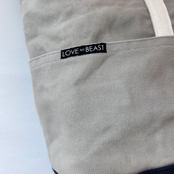 Love thy Beast Canvas Pet Tote, Grey/Navy - Picture 8 of 11